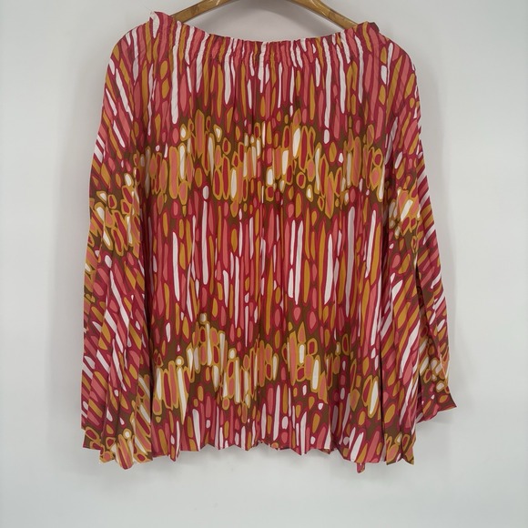 Bob Mackie Wearable Art Womens Flared Sleeve Cape Inspired Top L Colorful Pleats - Picture 1 of 7